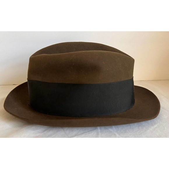 Dobbs Fedora Hat Men's 6 7/8 Brown Feather Felt Headwear - Picture 2 of 9